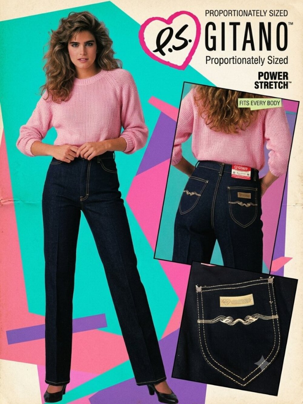VINTAGE 80's Deadstock P.S. GIATANO "Power Stretch" High-Waisted jeans 🕺🪩